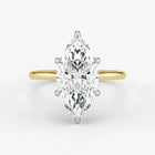 Marquise Cut Lab Grown Diamond Engagement Ring in 18K Two-Tone Gold - Hidden Halo