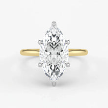 Marquise Cut Lab Grown Diamond Engagement Ring in 18K Two-Tone Gold - Hidden Halo