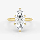 Marquise Cut Lab Grown Diamond Engagement Ring in 18K Yellow Gold - Hidden Halo