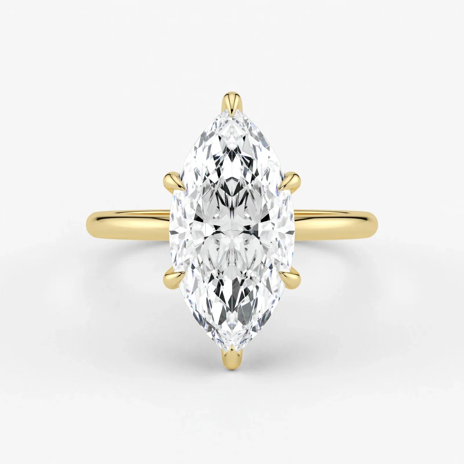 Marquise Cut Lab Grown Diamond Engagement Ring in 18K Yellow Gold - Hidden Halo