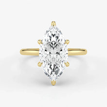 Marquise Cut Lab Grown Diamond Engagement Ring in 18K Yellow Gold - Hidden Halo