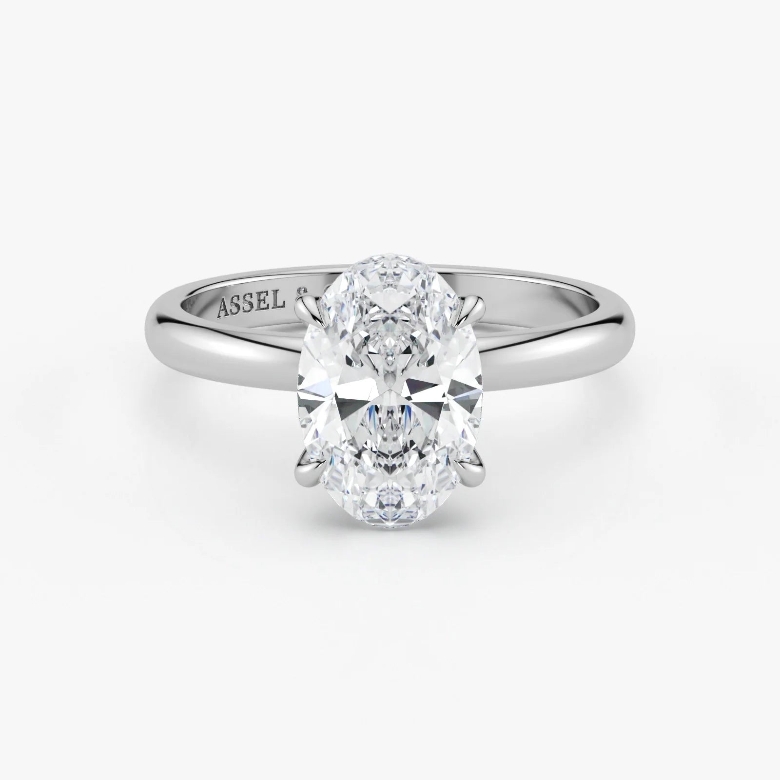 Oval Cut Lab-Grown Diamond Engagement Ring in 18K White Gold | Assel & Co