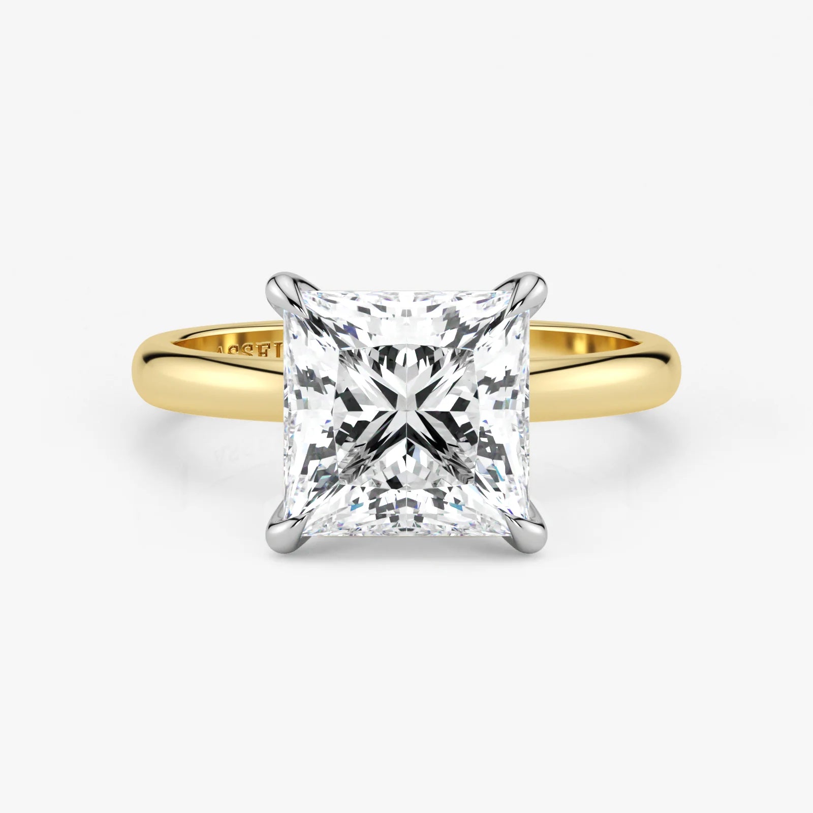 Princess cut lab-grown diamond ring in 18K two-tone gold by Assel & Co