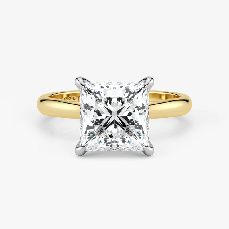 Princess cut lab-grown diamond ring in 18K two-tone gold by Assel & Co