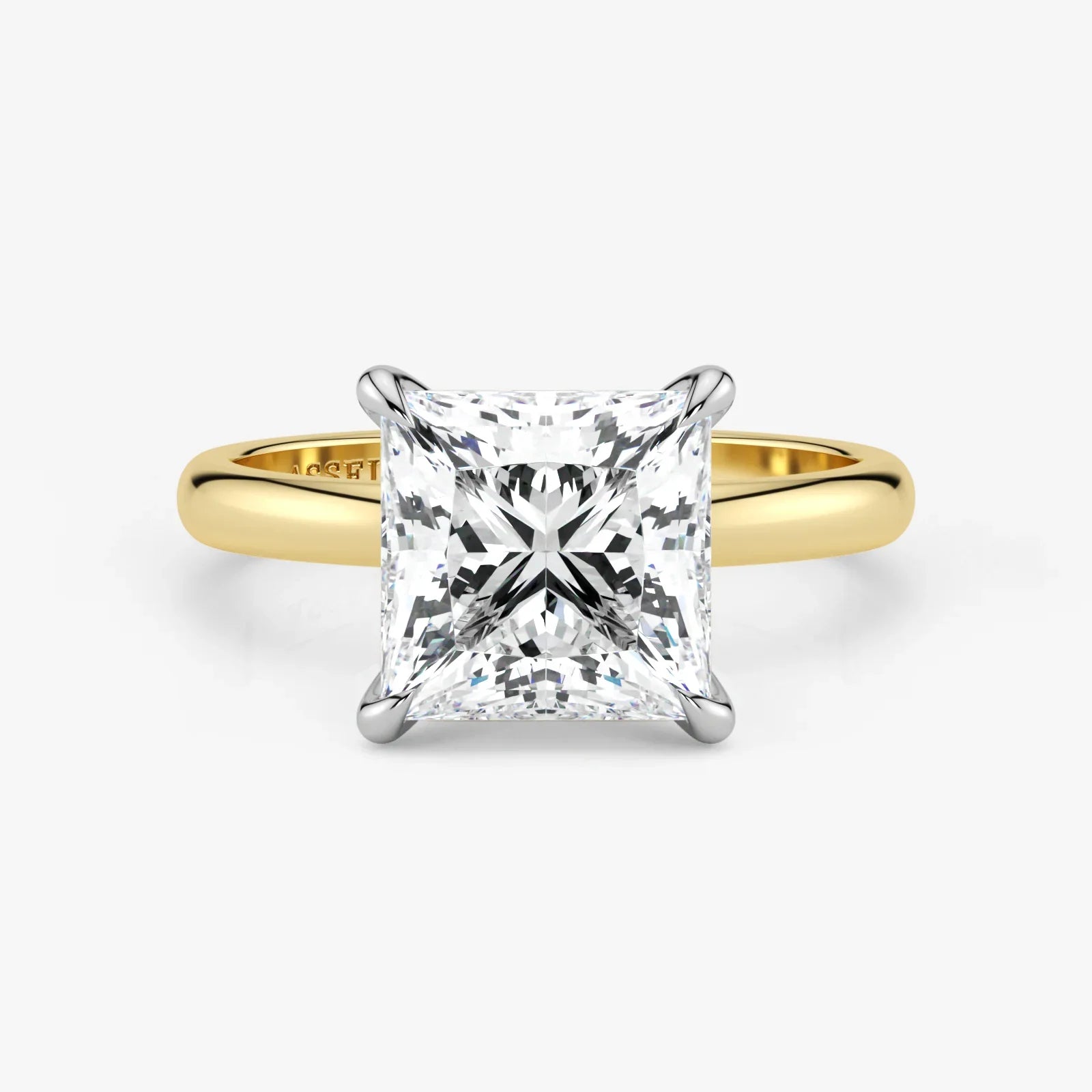 Princess-cut-lab-grown-diamond-ring-in-18K-two-tone-gold-by-Assel-&-Co