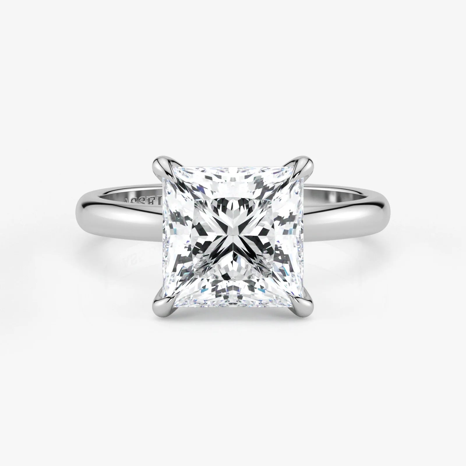 Princess Cut Lab Grown Diamond Engagement Ring in 18K White Gold - Solitaire Style