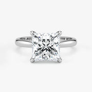 Princess Cut Lab Grown Diamond Engagement Ring in 18K White Gold - Solitaire Style