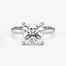 Princess Cut Lab Grown Diamond Engagement Ring in 18K White Gold - Solitaire Style