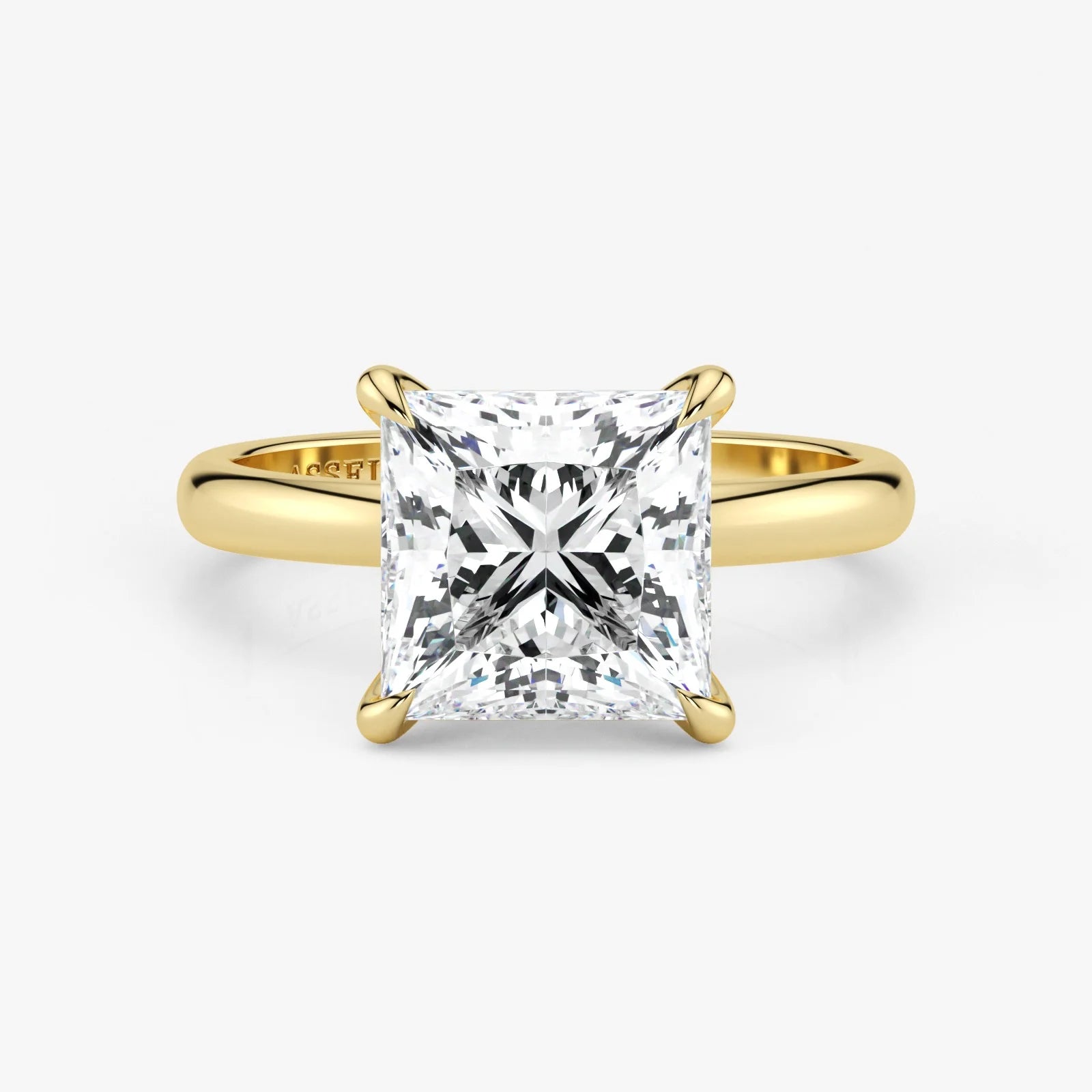 Princess Cut Lab Grown Diamond Engagement Ring in 18K Yellow Gold - Solitaire Style