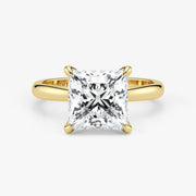 Princess Cut Lab Grown Diamond Engagement Ring in 18K Yellow Gold - Solitaire Style