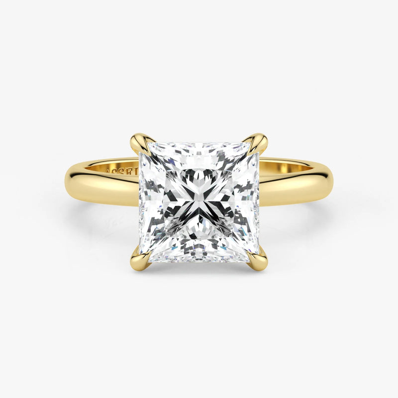 Princess Cut Lab Grown Diamond Engagement Ring in 18K Yellow Gold - Solitaire Style