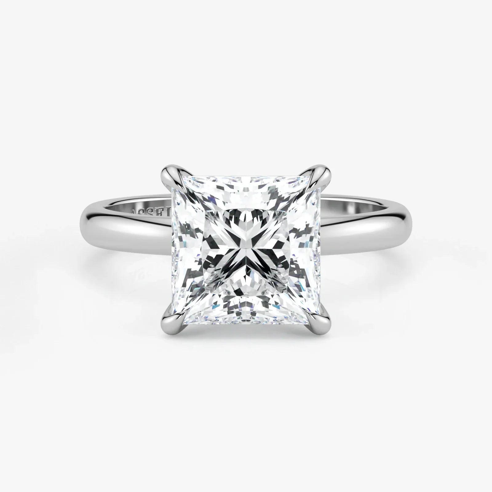 Princess Cut Lab Grown Diamond Engagement Ring in Platinum - Hidden Halo