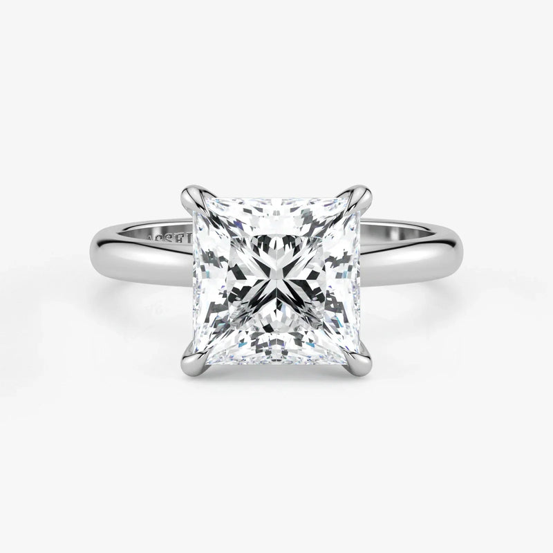 Princess Cut Lab Grown Diamond Engagement Ring in Platinum - Hidden Halo