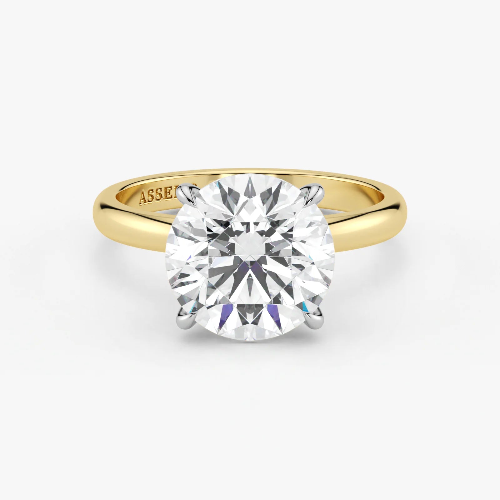 Round Cut Lab-Grown Diamond Engagement Ring in 18K Two-Tone Gold | Assel & Co