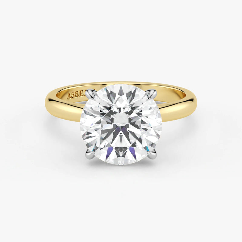 Round Cut Lab-Grown Diamond Engagement Ring in 18K Two-Tone Gold | Assel & Co
