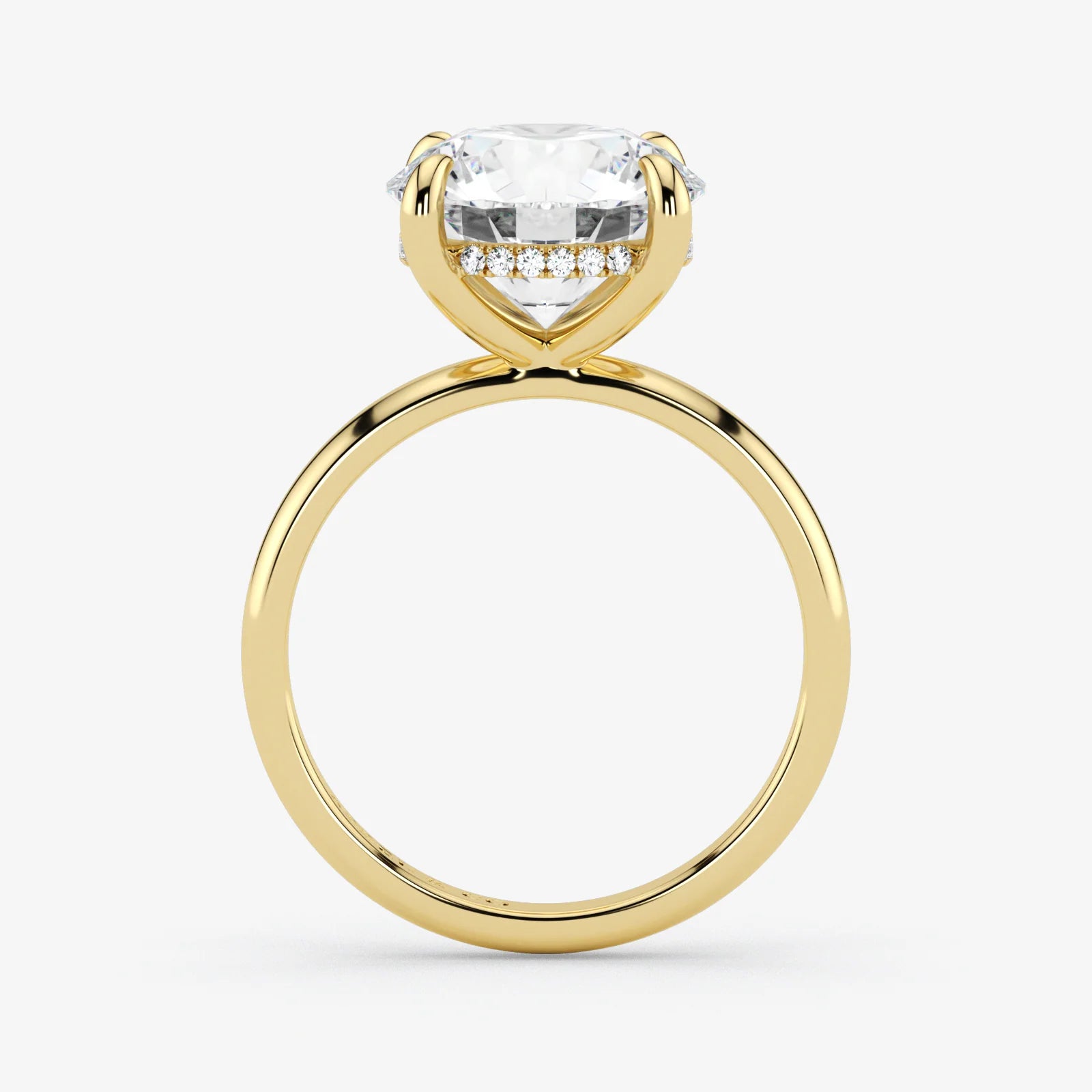 Hidden Halo round cut lab-grown diamond engagement ring in 18K Yellow Gold