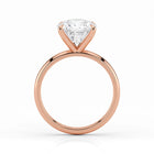 Side profile of cushion cut lab-grown diamond ring in rose gold setting
