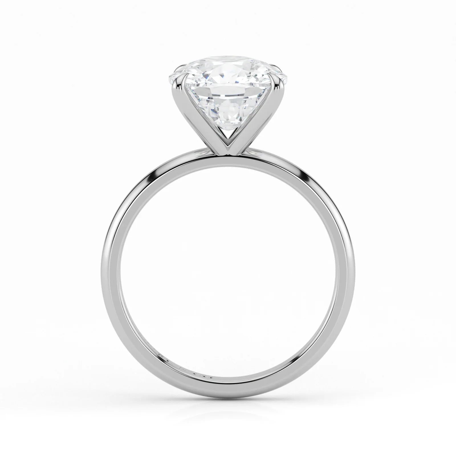 Side profile of cushion cut lab-grown diamond ring in white gold setting