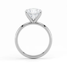 Side profile of cushion cut lab-grown diamond ring in white gold setting