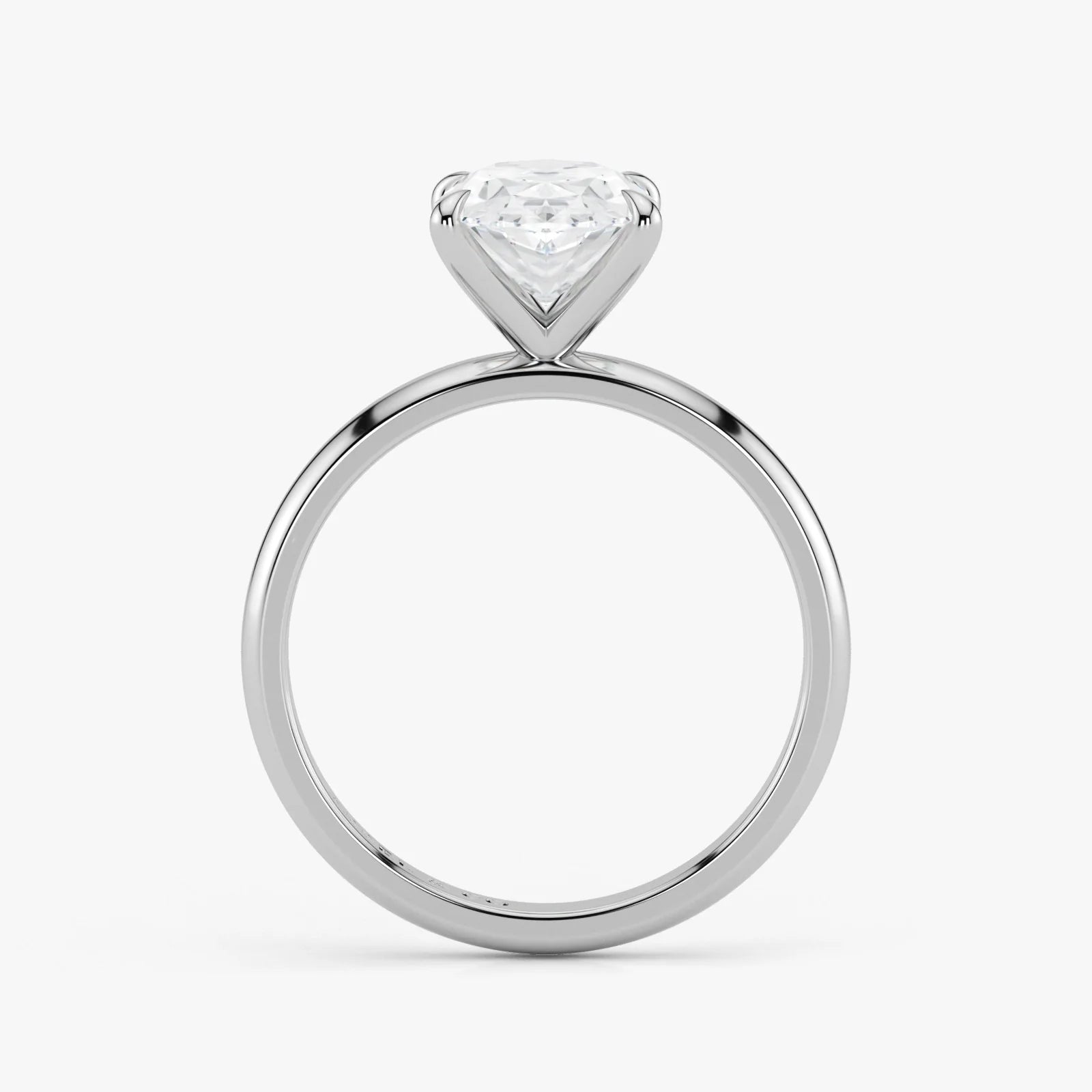 Side View – Oval Diamond Ring in 18K White Gold