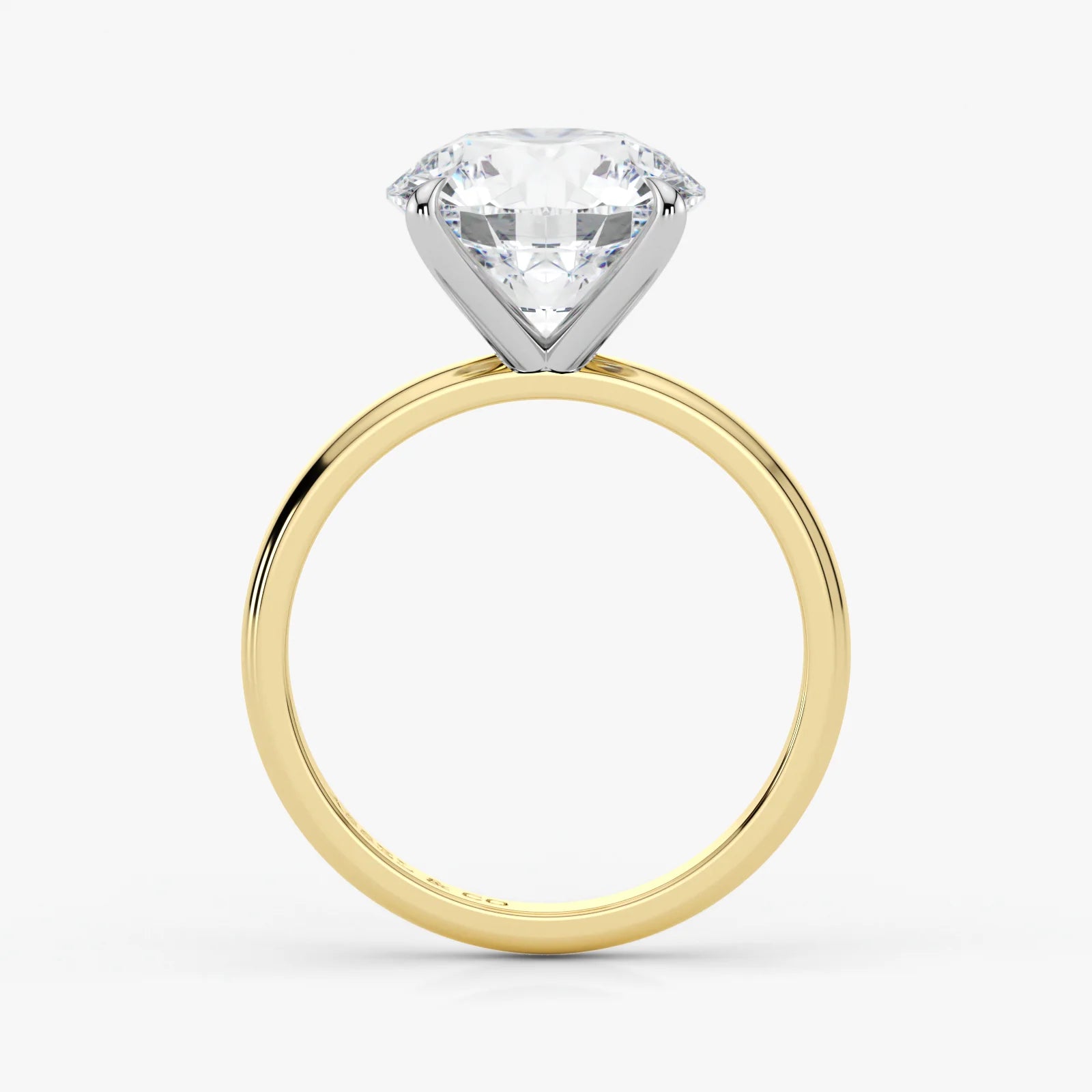 Side View – Round Cut Diamond Ring in 18K Two-Tone Gold