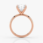 Elegant side view of 18K rose gold radiant lab diamond ring – Assel & Co