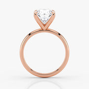 Elegant side view of 18K rose gold radiant lab diamond ring – Assel & Co