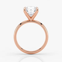 Elegant side view of 18K rose gold radiant lab diamond ring – Assel & Co