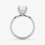 Hidden Halo emerald cut lab-grown diamond engagement ring in 18K White Gold