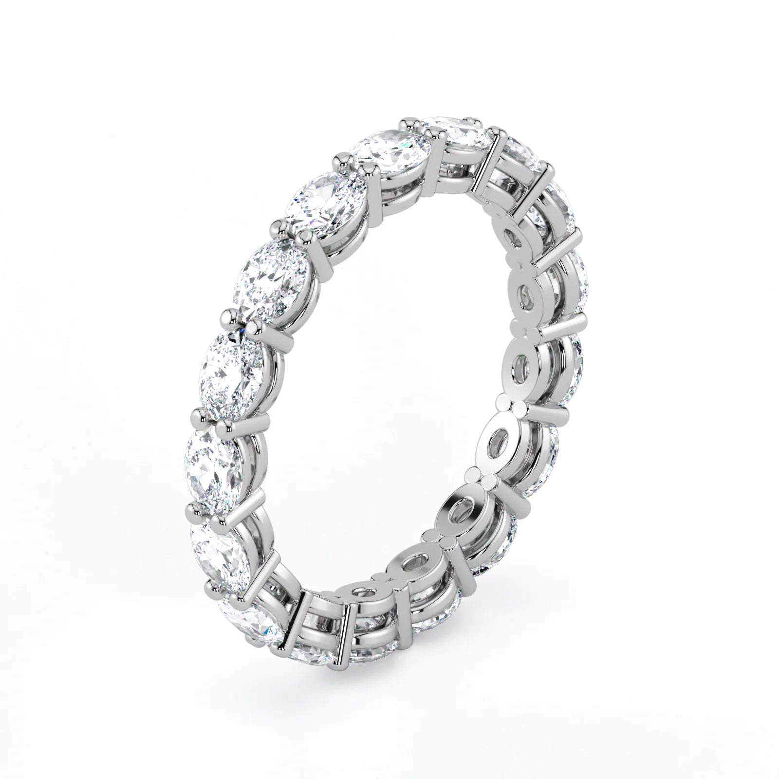 Oval Cut Lab Grown Diamond Eternity Wedding Ring in 18K White Gold