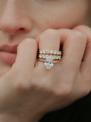 Round Cut Lab Grown Diamond Eternity Wedding Ring in 18K Rose Gold