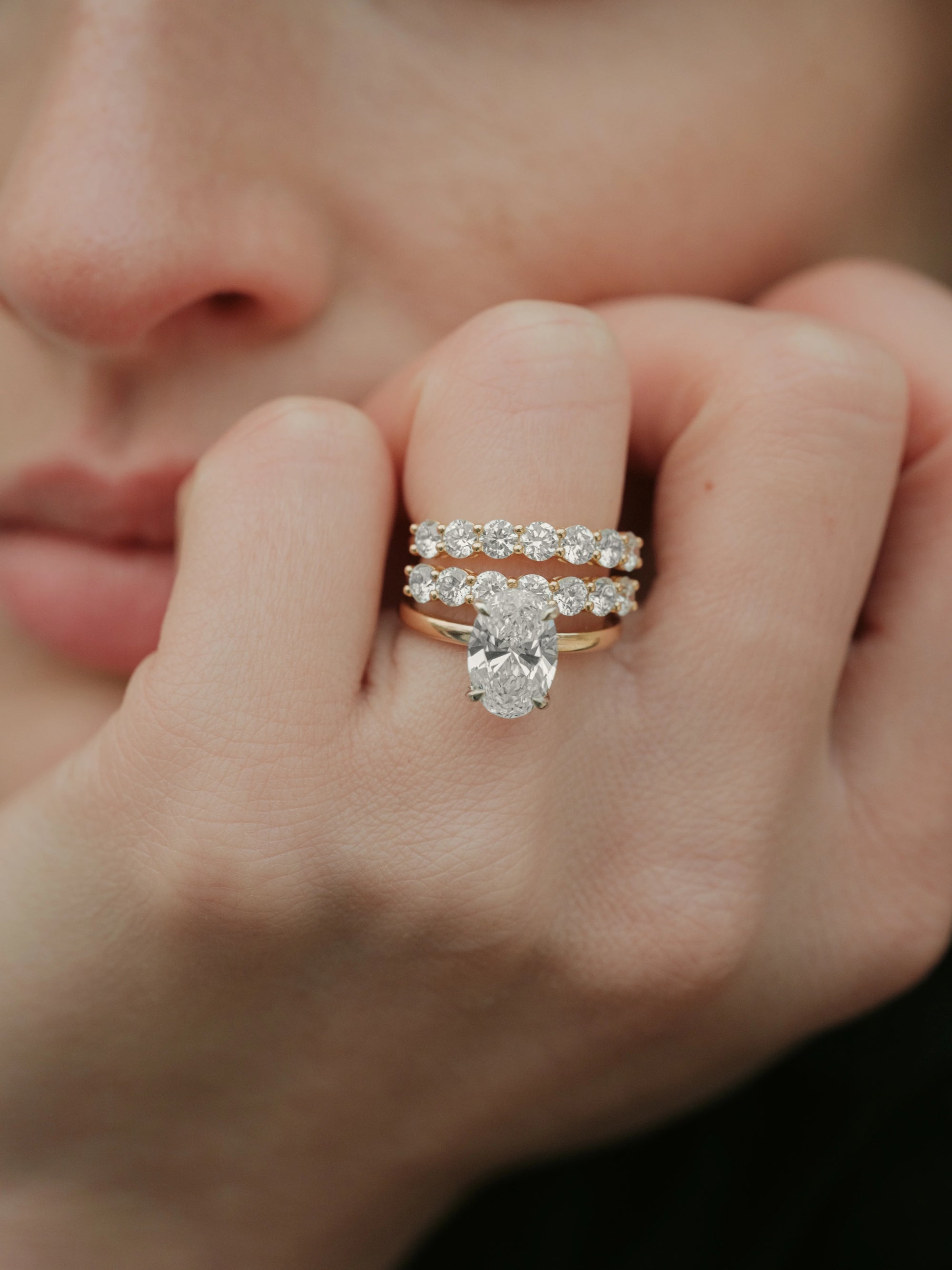 Round Cut Lab Grown Diamond Eternity Wedding Ring in 18K Rose Gold