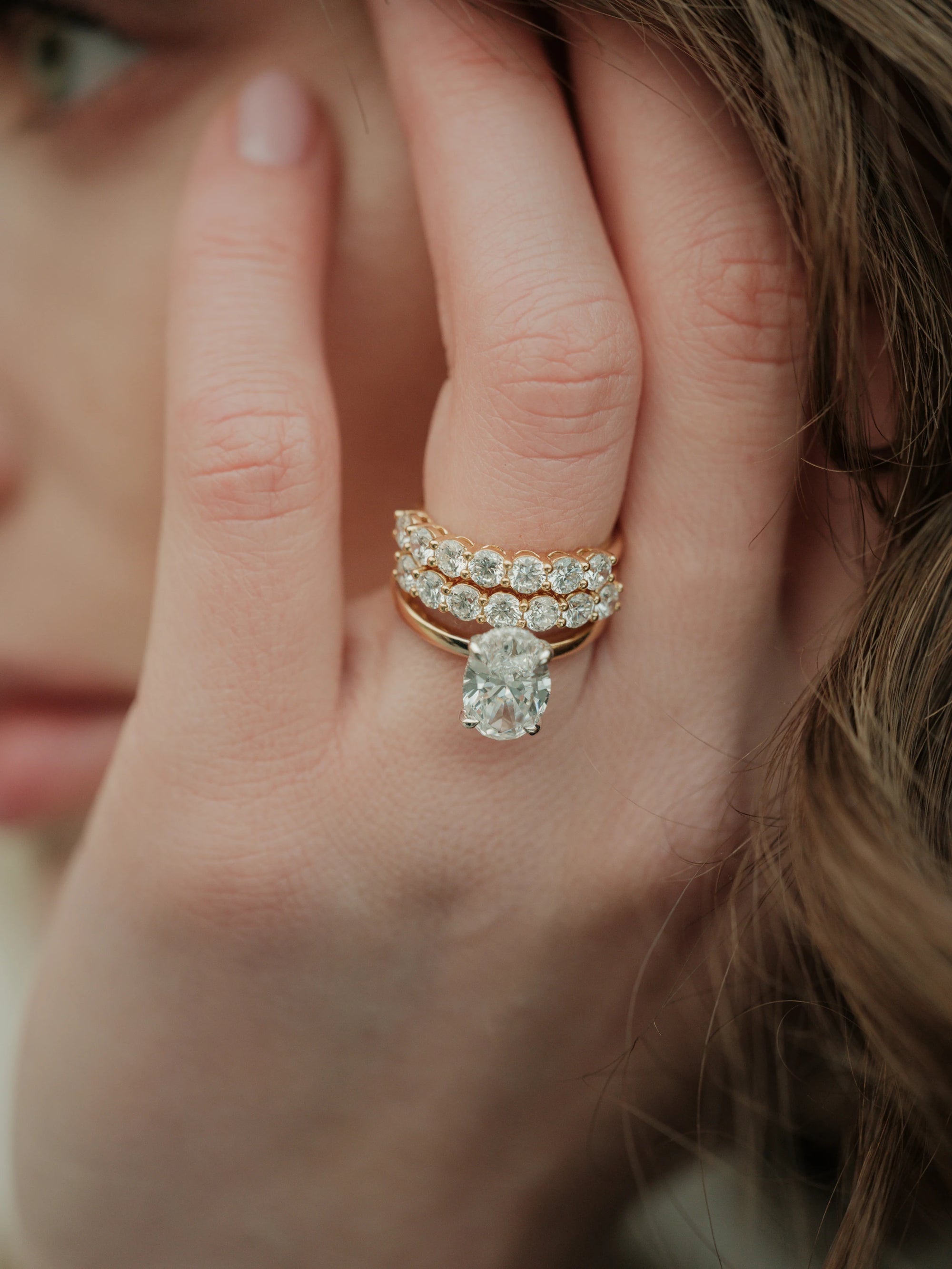 Round Cut Lab Grown Diamond Eternity Wedding Ring in 18K Rose Gold
