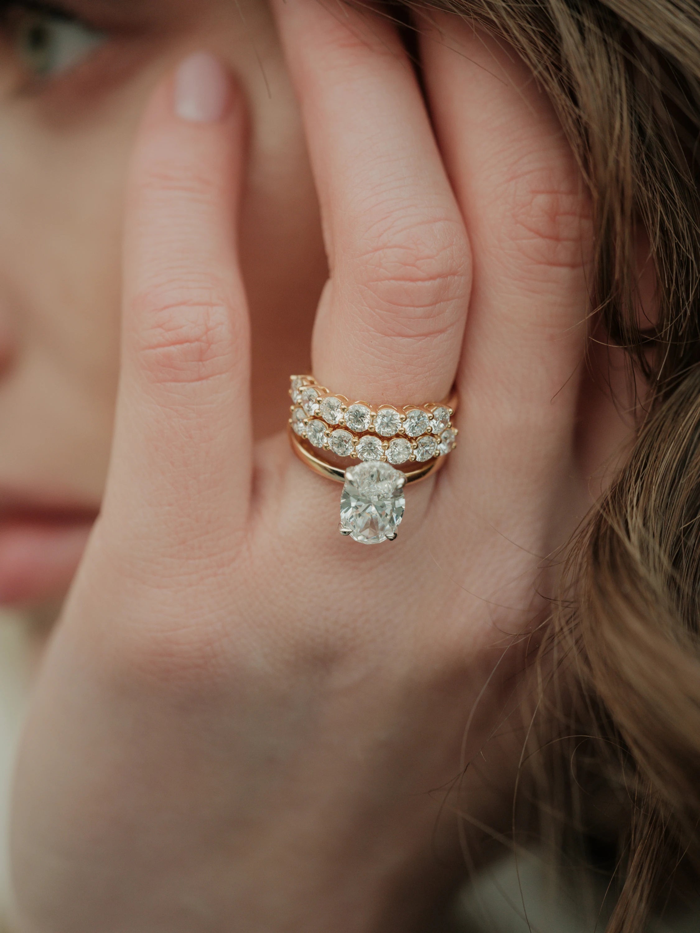 Round Cut Lab Grown Diamond Eternity Wedding Ring in 18K Rose Gold