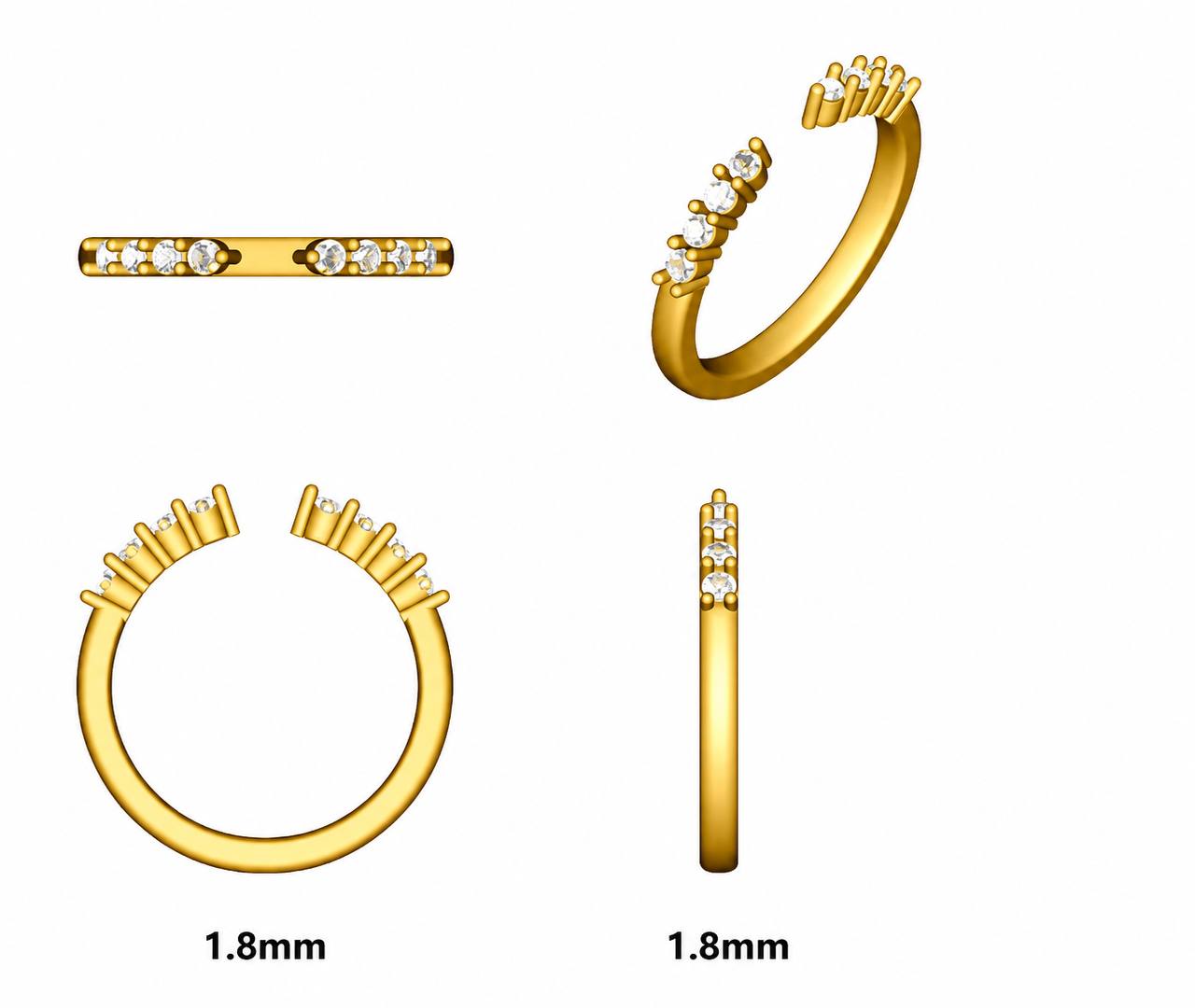 Open Band around 0.3 Ct – Yellow Gold 14K – 4, E, VVS2 – Size 5.25 US