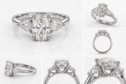 CUSTOM - Three-Stone Style Lab Grown Diamond Engagement Ring in 18K White Gold • 5.04 Ct • F color • VS1