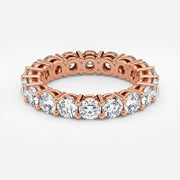 Round Cut Lab Grown Diamond Eternity Wedding Ring in 18K Rose Gold