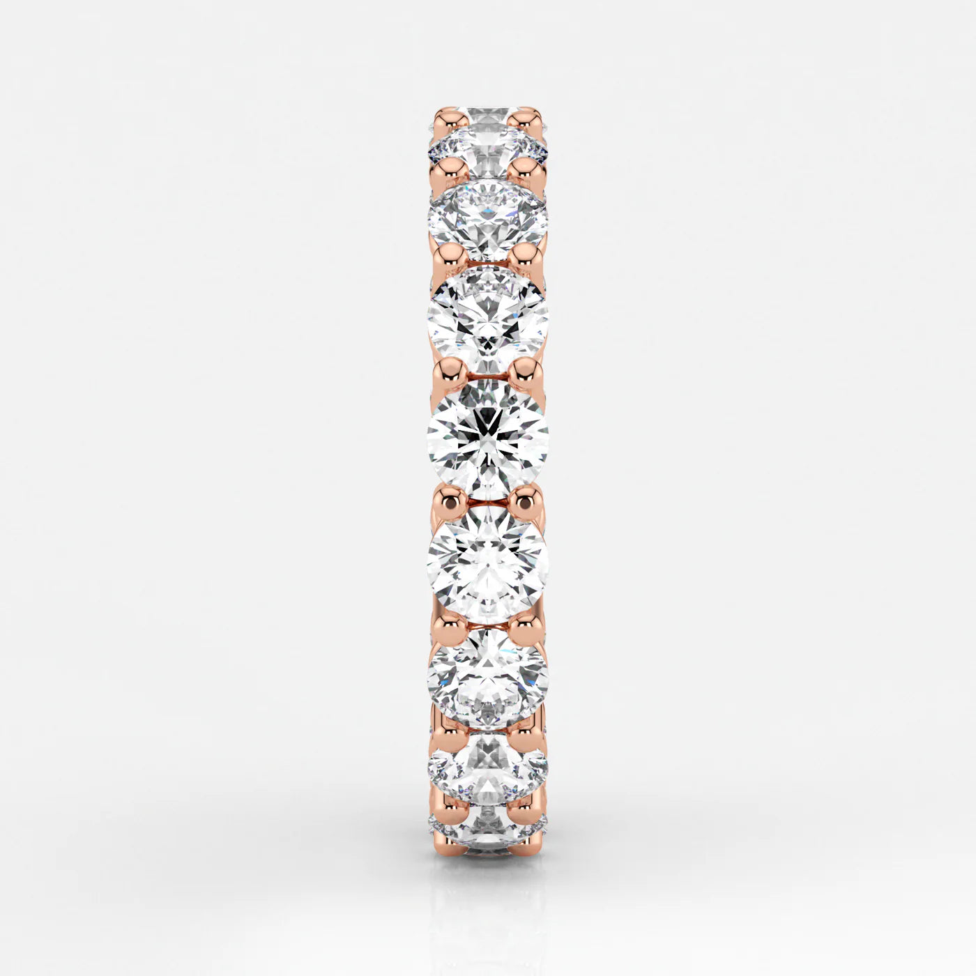 Round Cut Lab Grown Diamond Eternity Wedding Ring in 18K Rose Gold