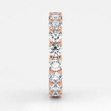 Round Cut Lab Grown Diamond Eternity Wedding Ring in 18K Rose Gold