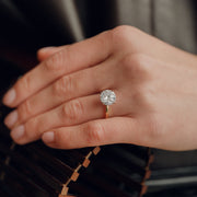 Round Lab Grown Diamond Classic Engagement Ring – Hidden Halo Style – Two Tone 18K – 4 Ct